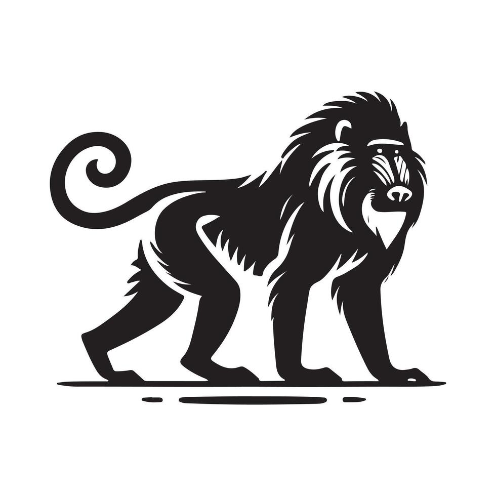 Mandrill Silhouette for Digital Art vector