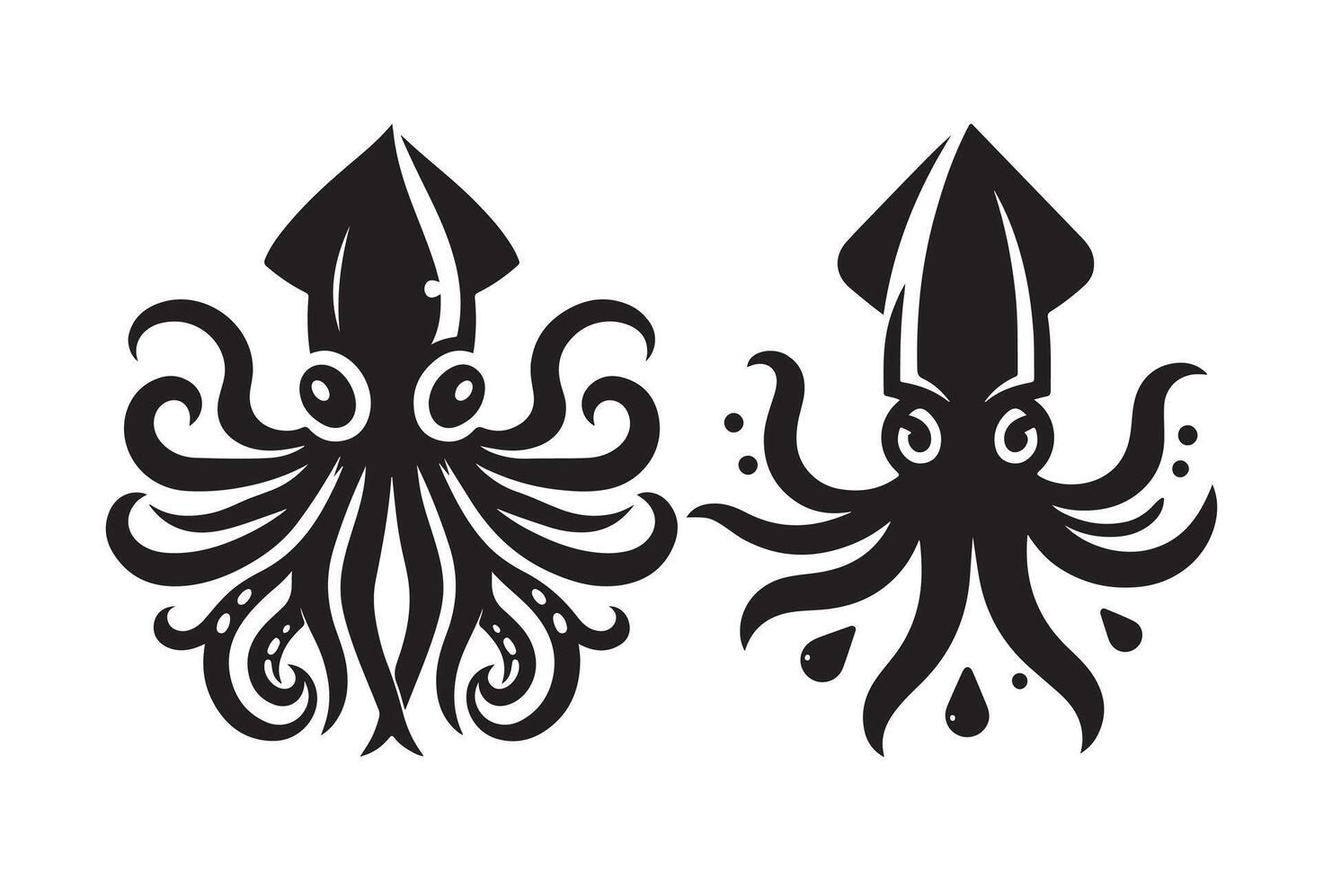 Marine Squid Silhouette for Advertising vector