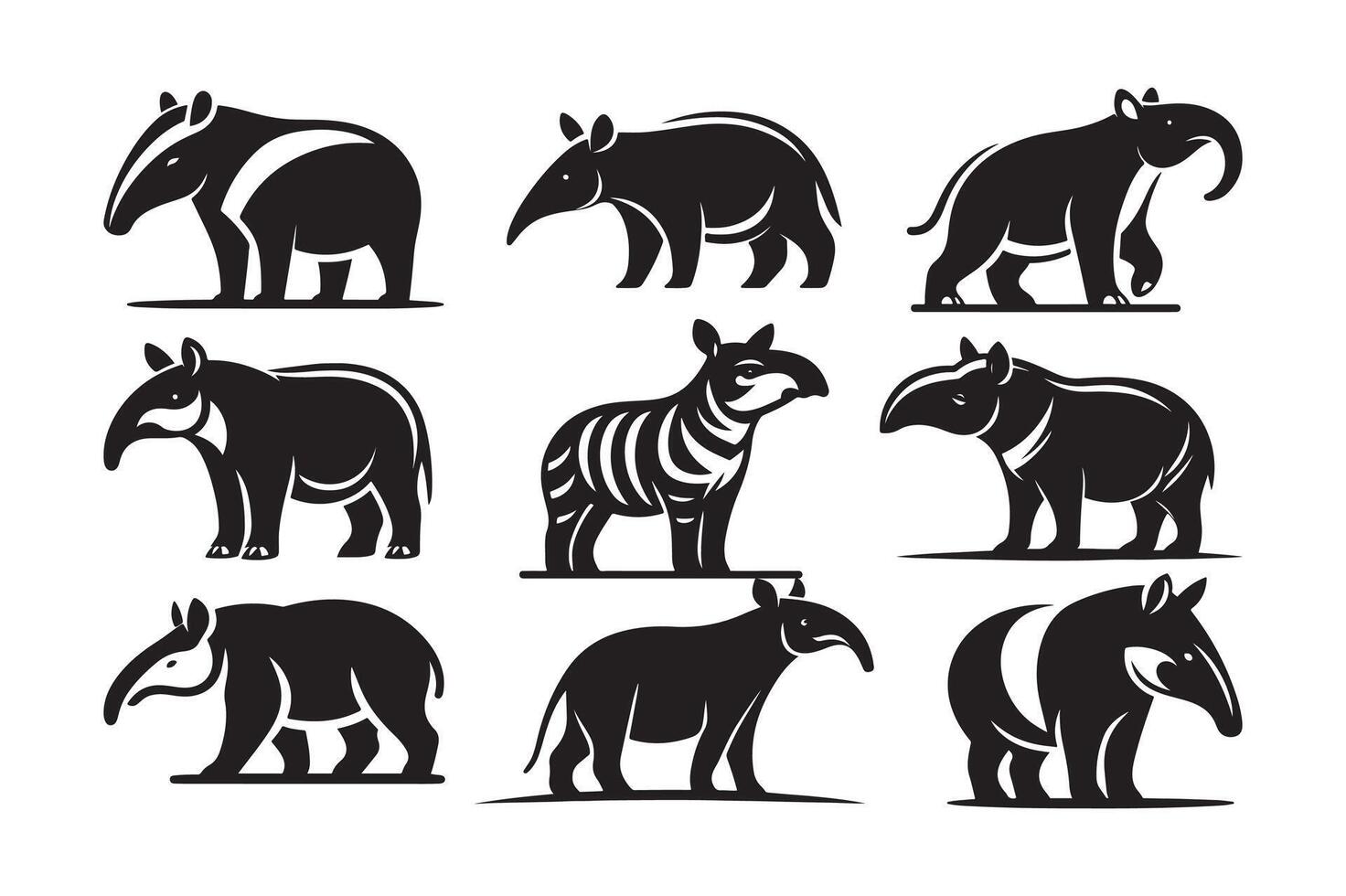 Tapir Silhouette for Print and Digital Projects vector