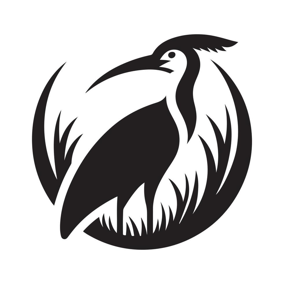 Jabiru Bird Silhouette for Apparel Design vector