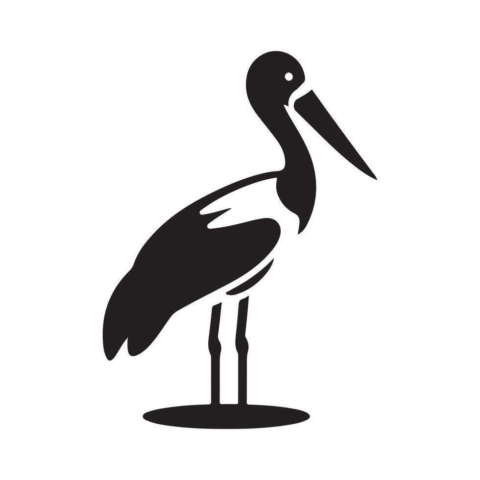 Creative Saddle Billed Stork Silhouette Graphic vector