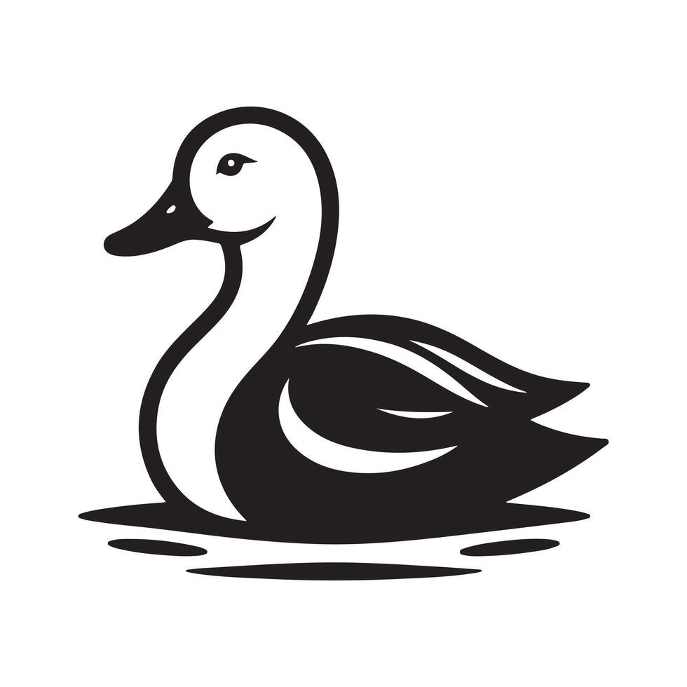 Perfect White Faced Whistling Duck Silhouette for Logos vector