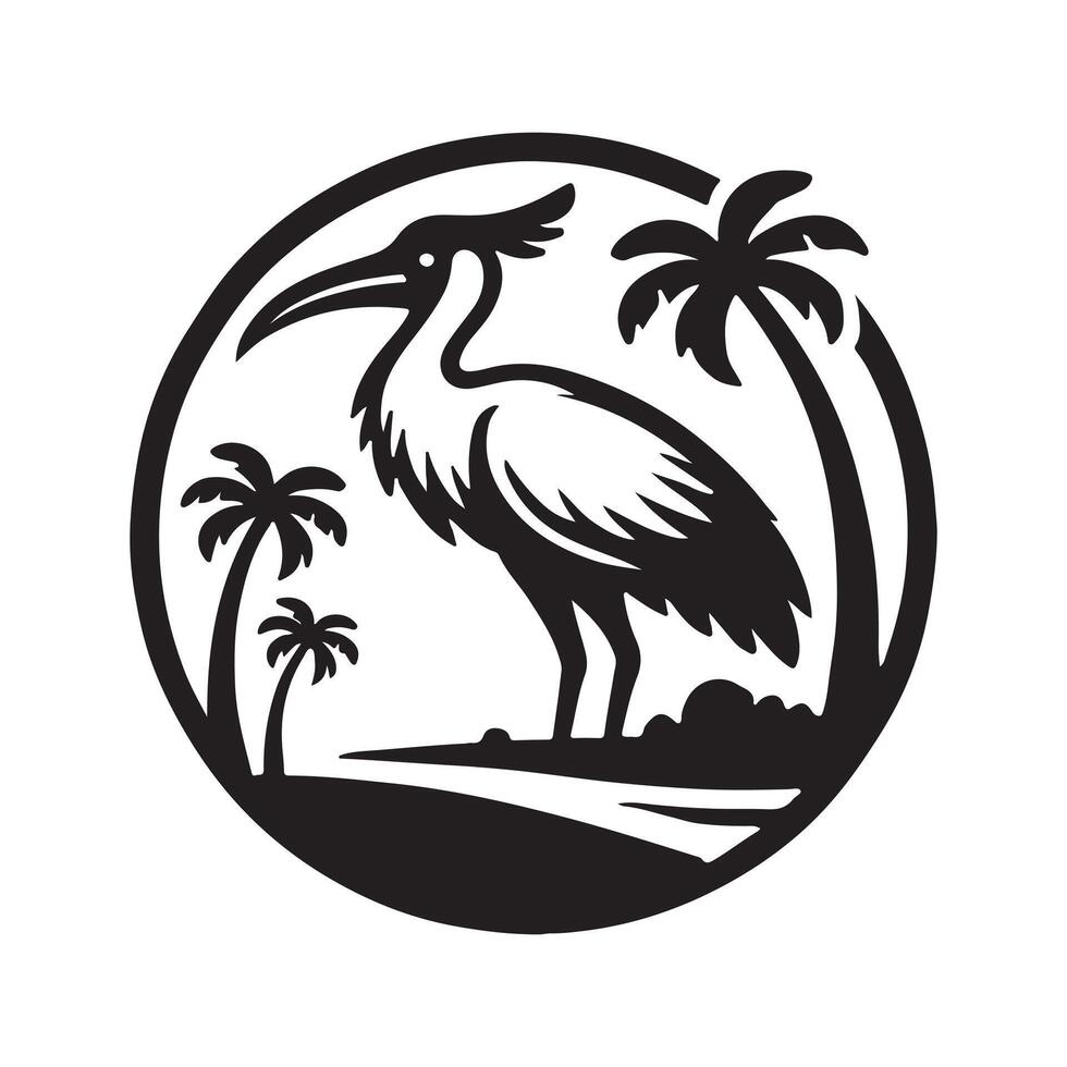 Unique Jabiru Bird Silhouette Illustration vector