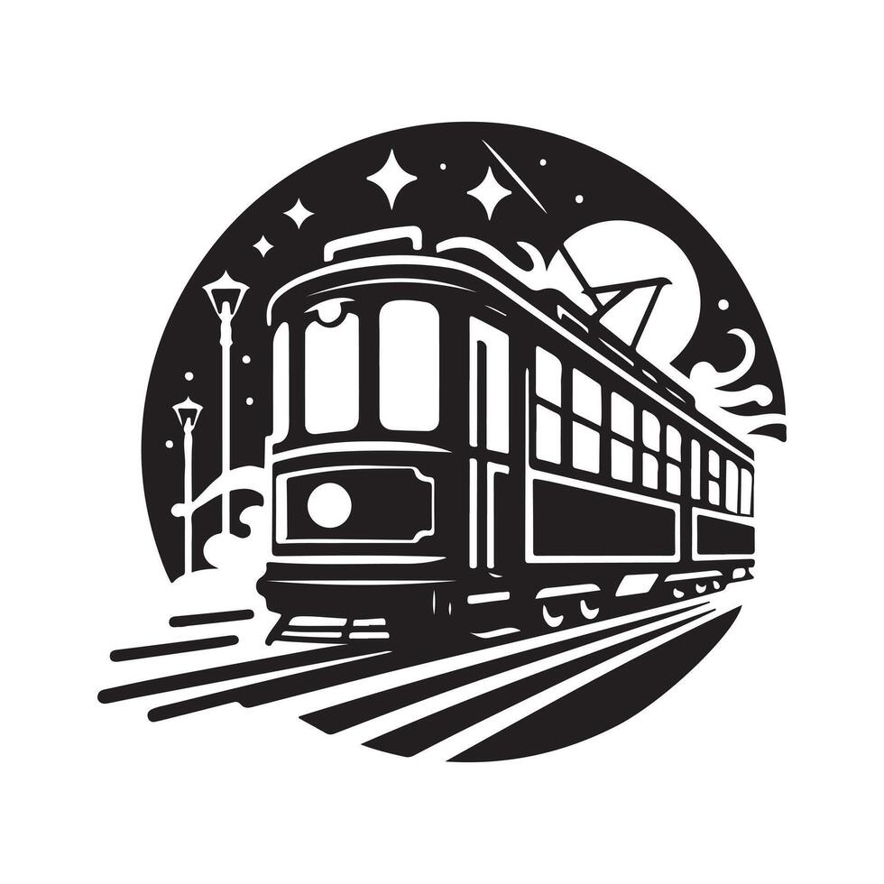 Simple Tram Silhouette for Logos and Icons vector