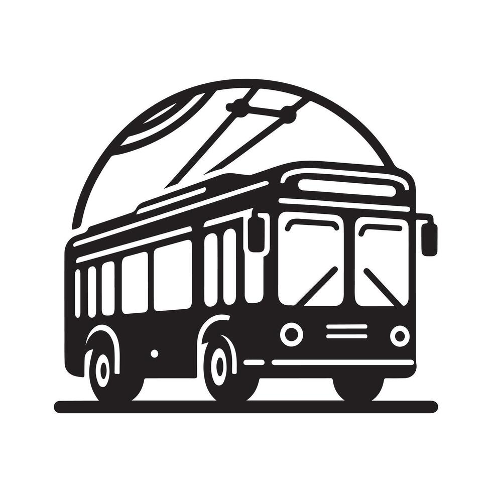 High Resolution Trolleybus Silhouette Art vector