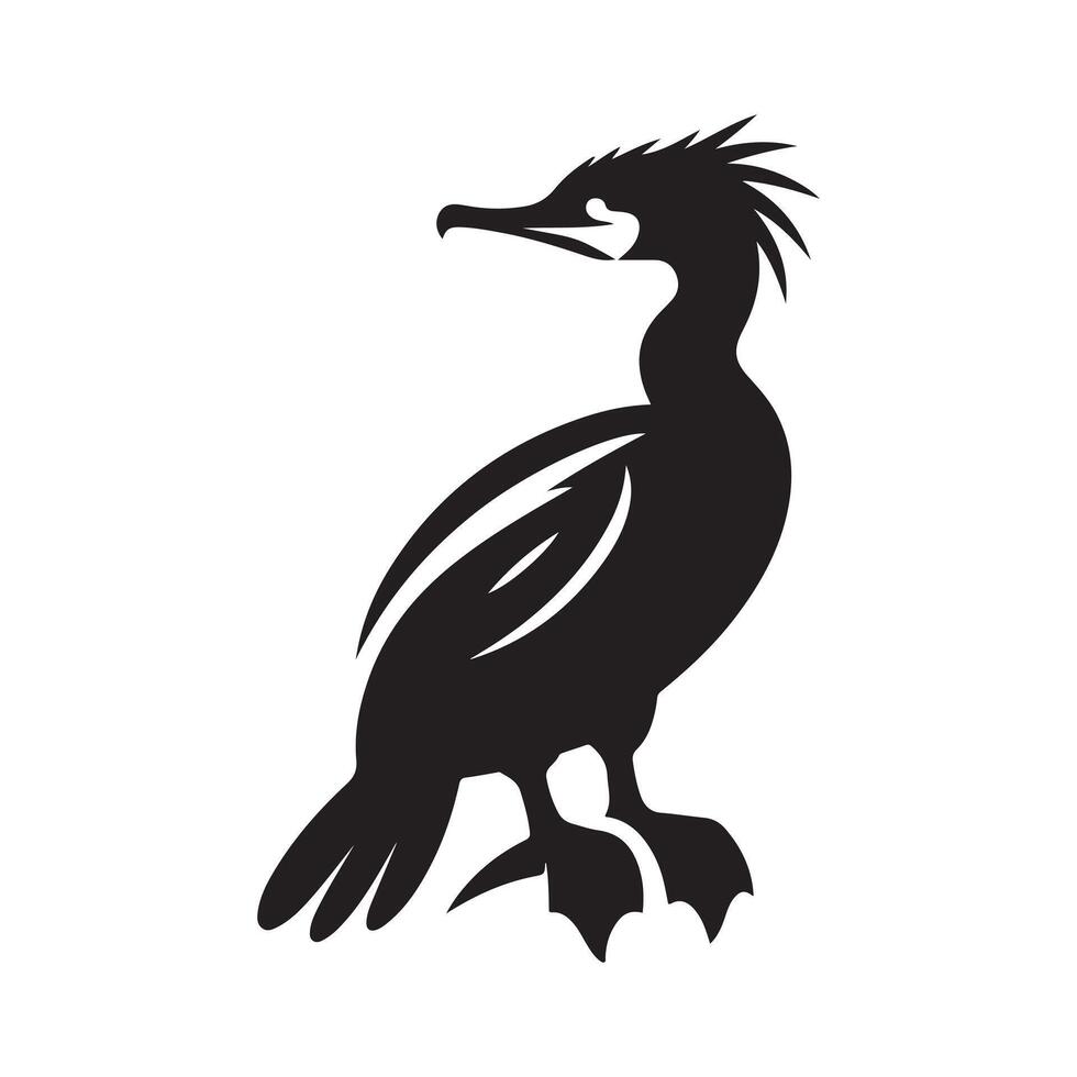 Minimal Double Crested Cormorant Silhouette Art vector