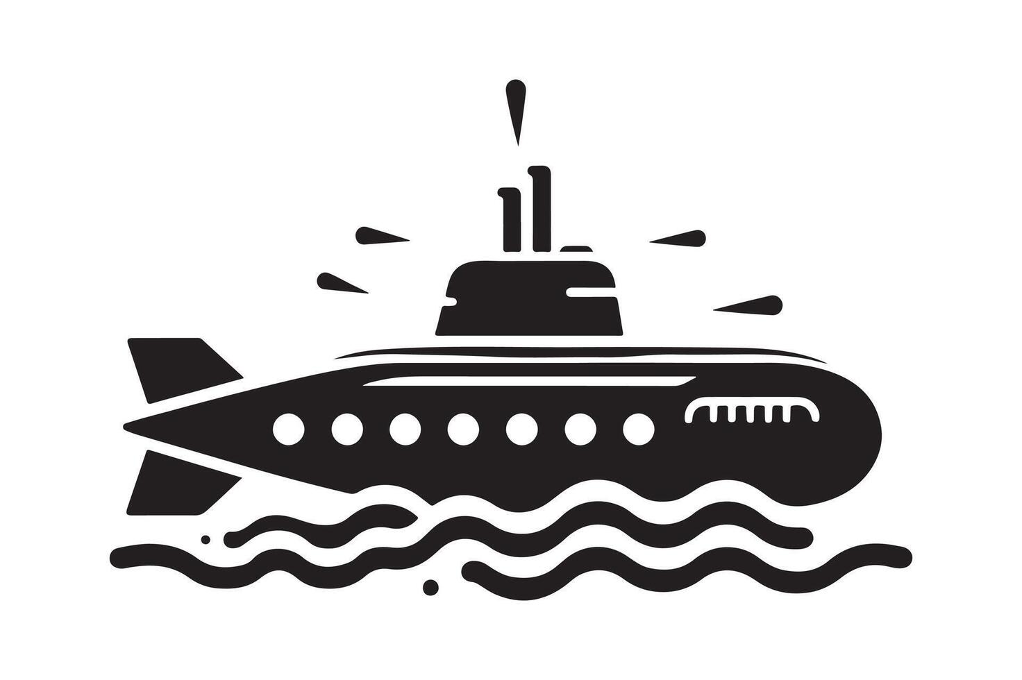 Editable Submarine Silhouette Design vector