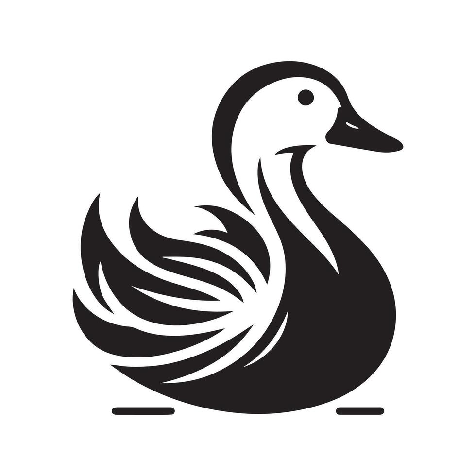 Detailed White Faced Whistling Duck Silhouette Design vector