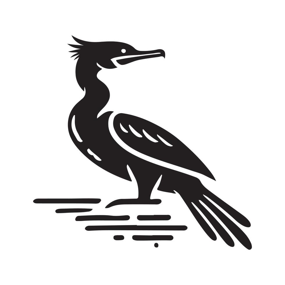 Unique Double Crested Cormorant Silhouette for Web vector