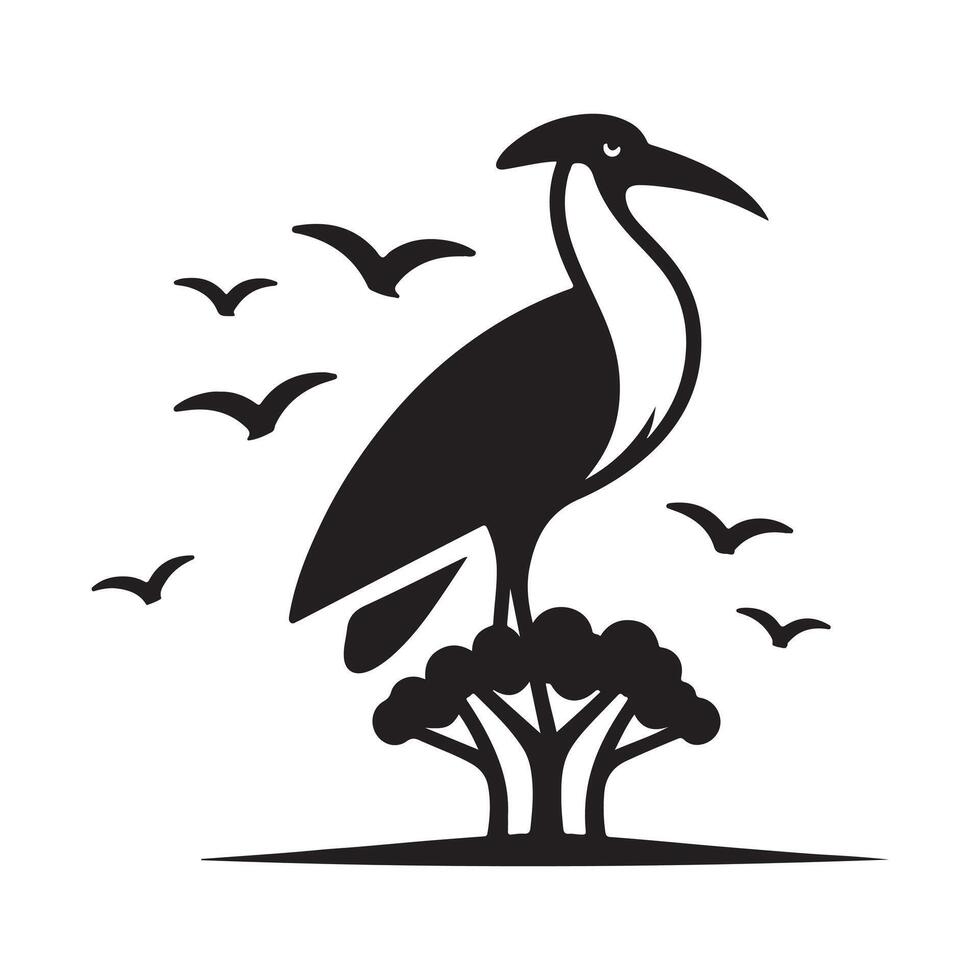 Modern Jabiru Bird Silhouette for Design Projects vector