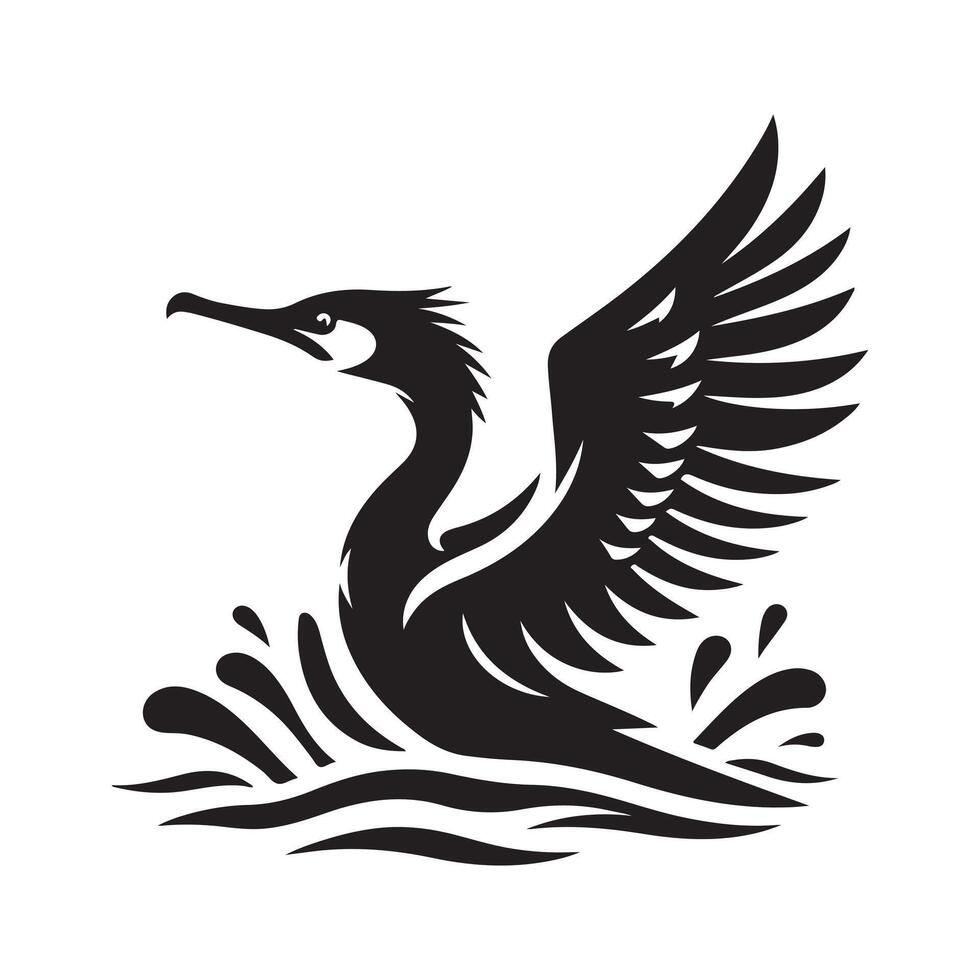 Elegant Double Crested Cormorant Silhouette for Branding vector