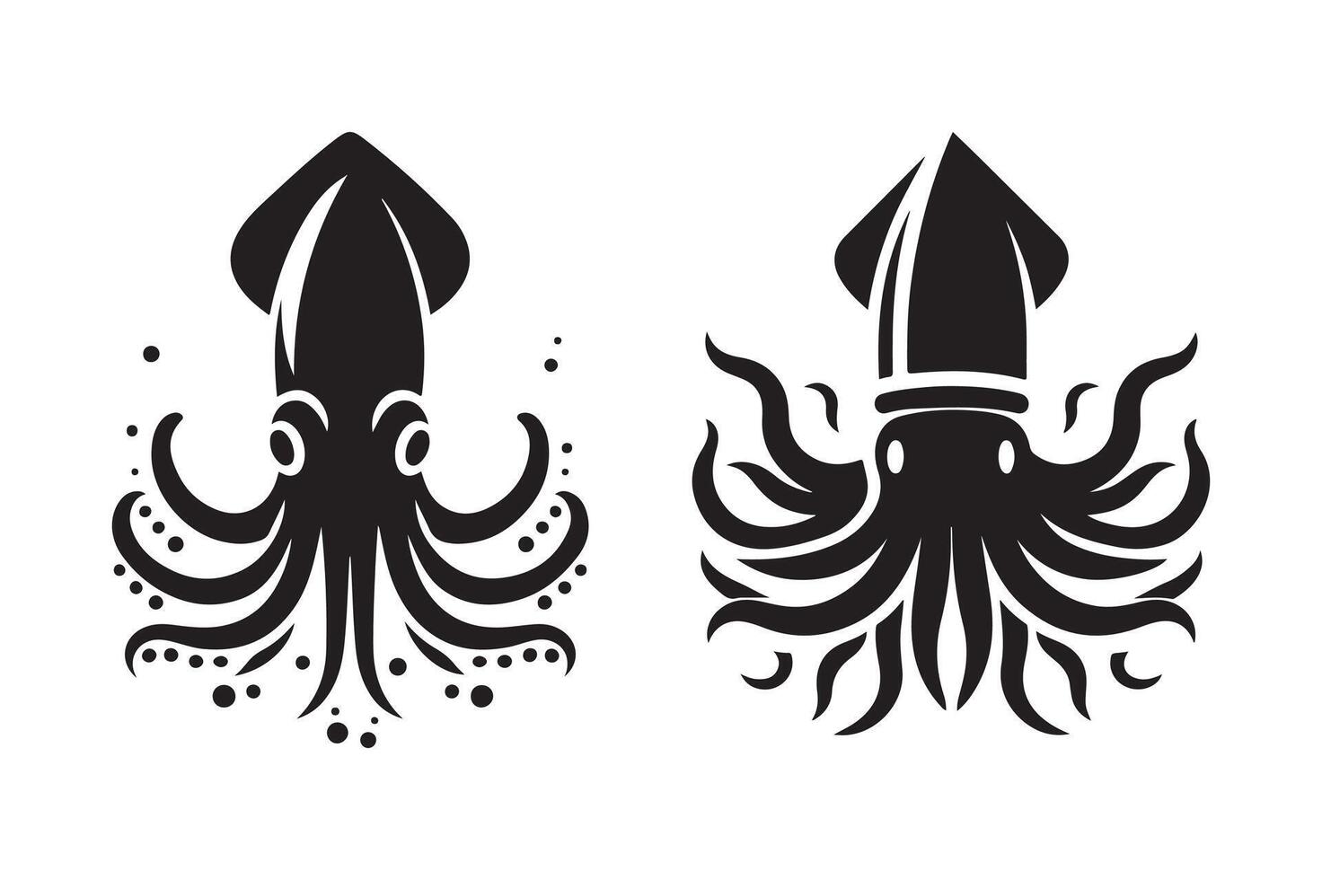 Editable Squid Silhouette for Designers vector