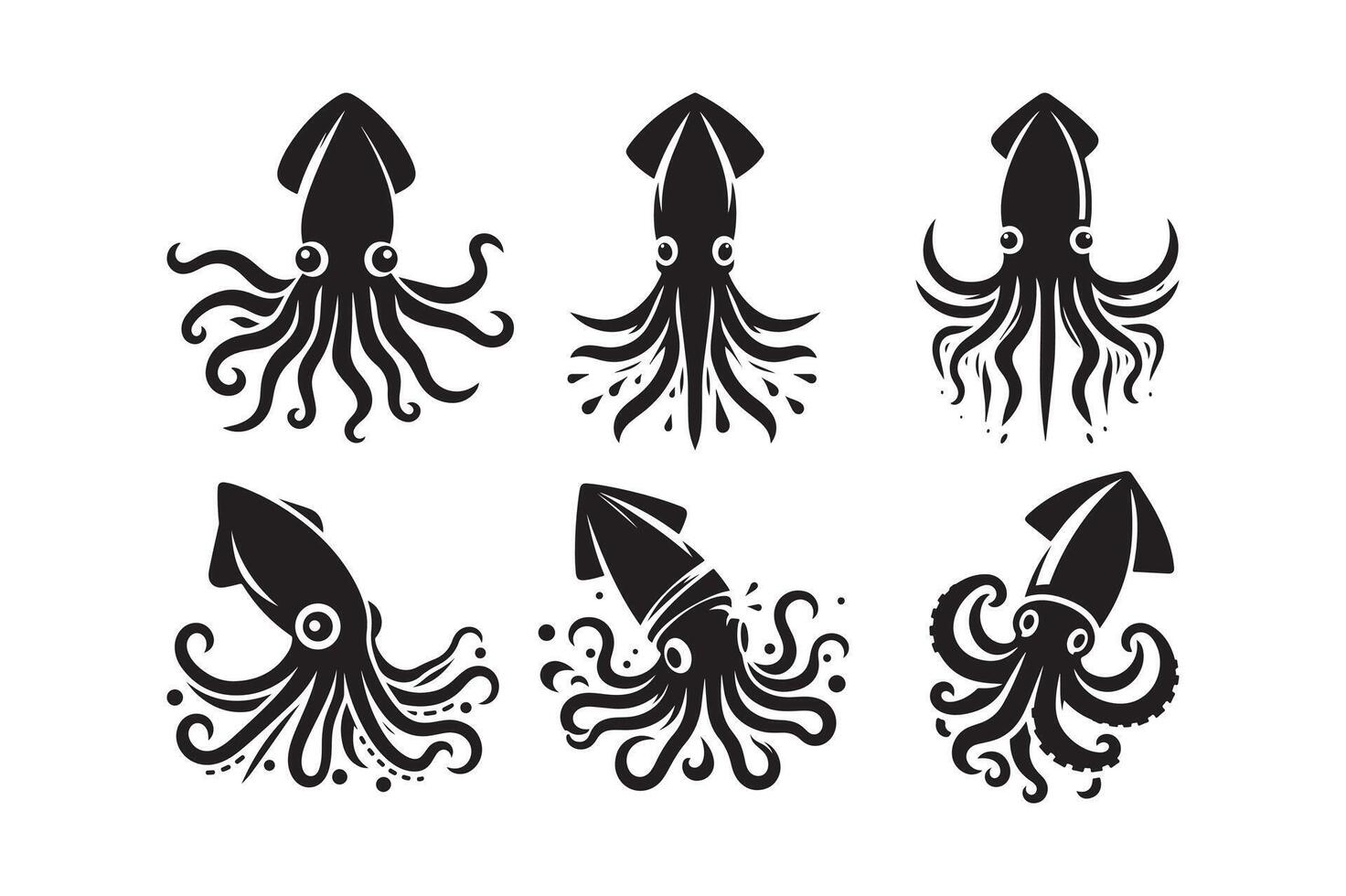 Squid Silhouette for Tattoo Design vector