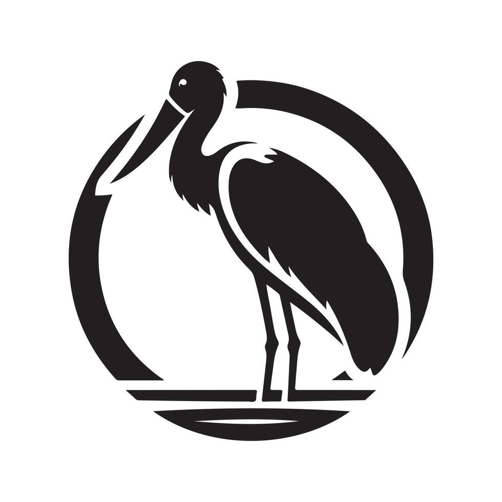 Saddle Billed Stork Silhouette for Social Media Graphics vector