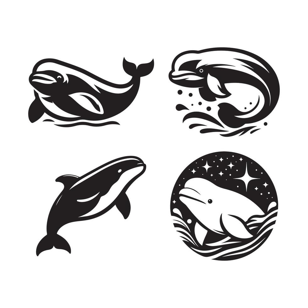 Beluga Whale Silhouette for Wildlife Icons vector