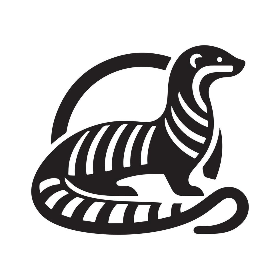 Elegant Black Banded Mongoose Silhouette Art vector
