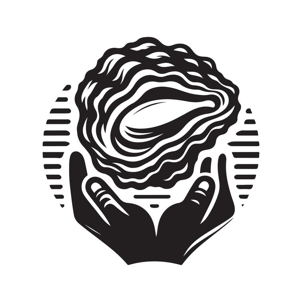 Oyster Shell Silhouette for Logos and Icons vector