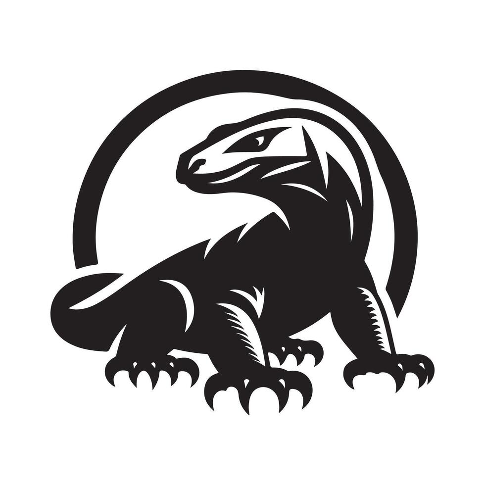 Komodo Dragon Black Silhouette for Brochures vector