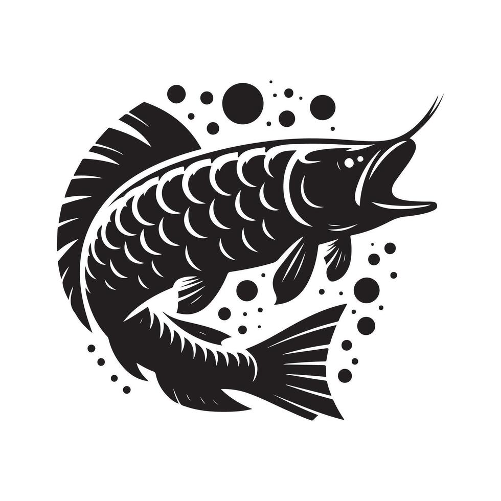 Customizable Arowana Fish Silhouette Design vector