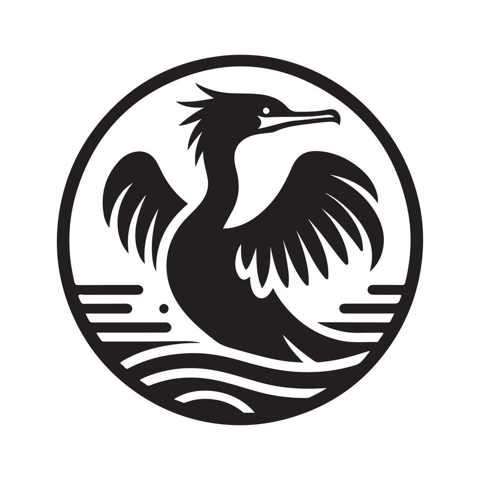 Black Double Crested Cormorant Silhouette for Print vector