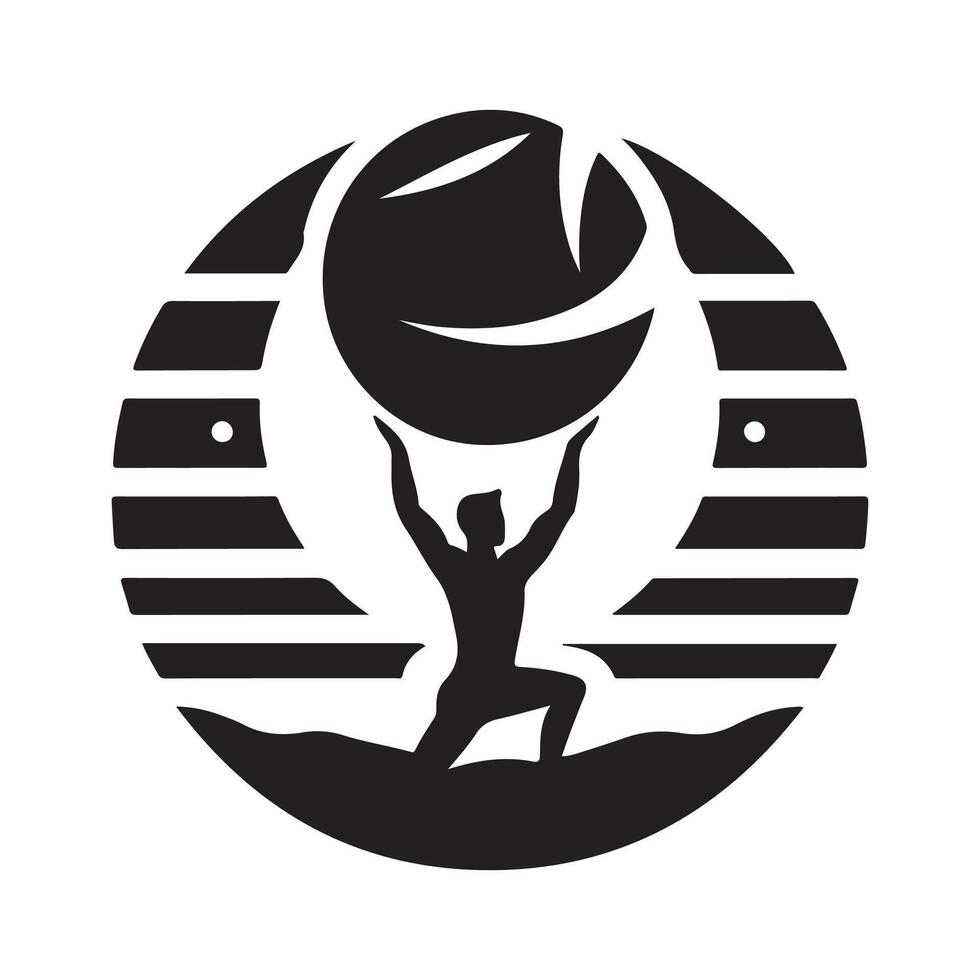 Stability Ball Silhouette for Exercise Logos vector