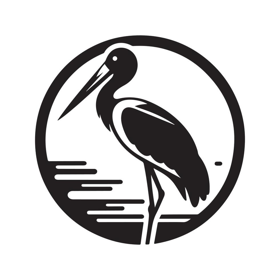 Clean Saddle Billed Stork Silhouette for Posters vector