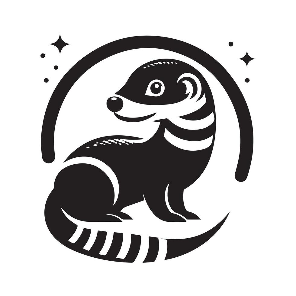 Banded Mongoose Black Silhouette for Social Media vector