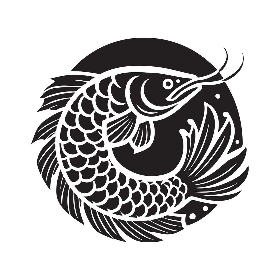 Arowana Fish Silhouette for Creative Use vector