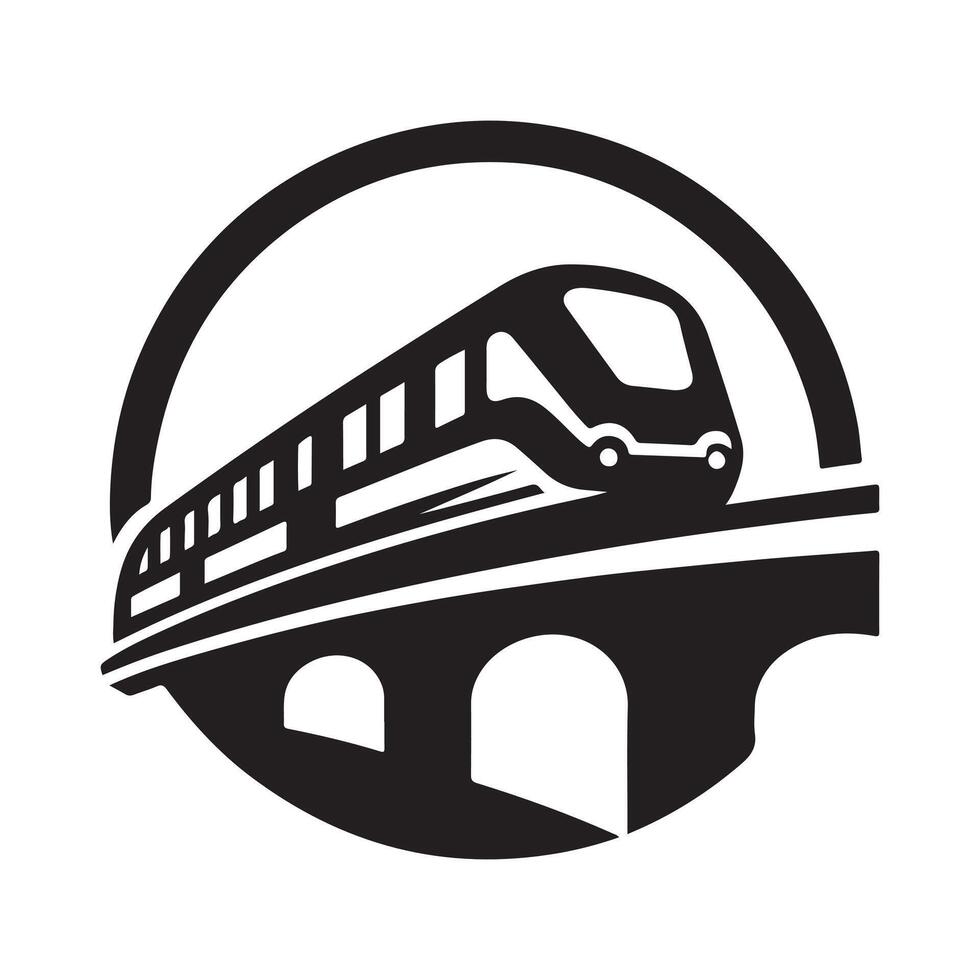 Detailed Monorail Silhouette for Design Projects vector