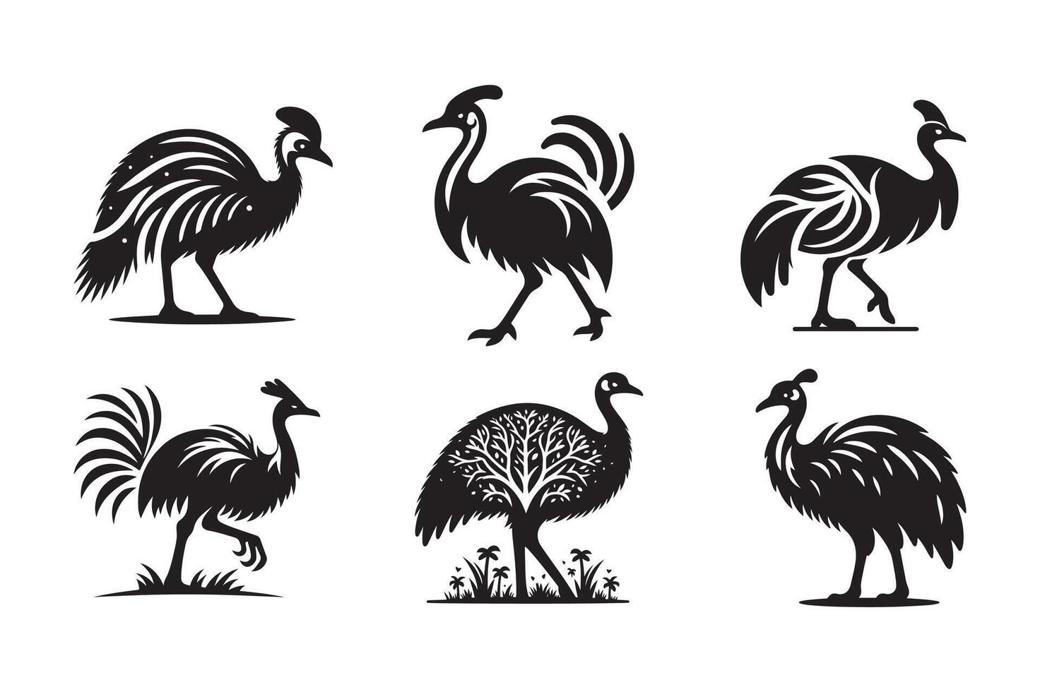 Cassowary Silhouette for Web Design vector