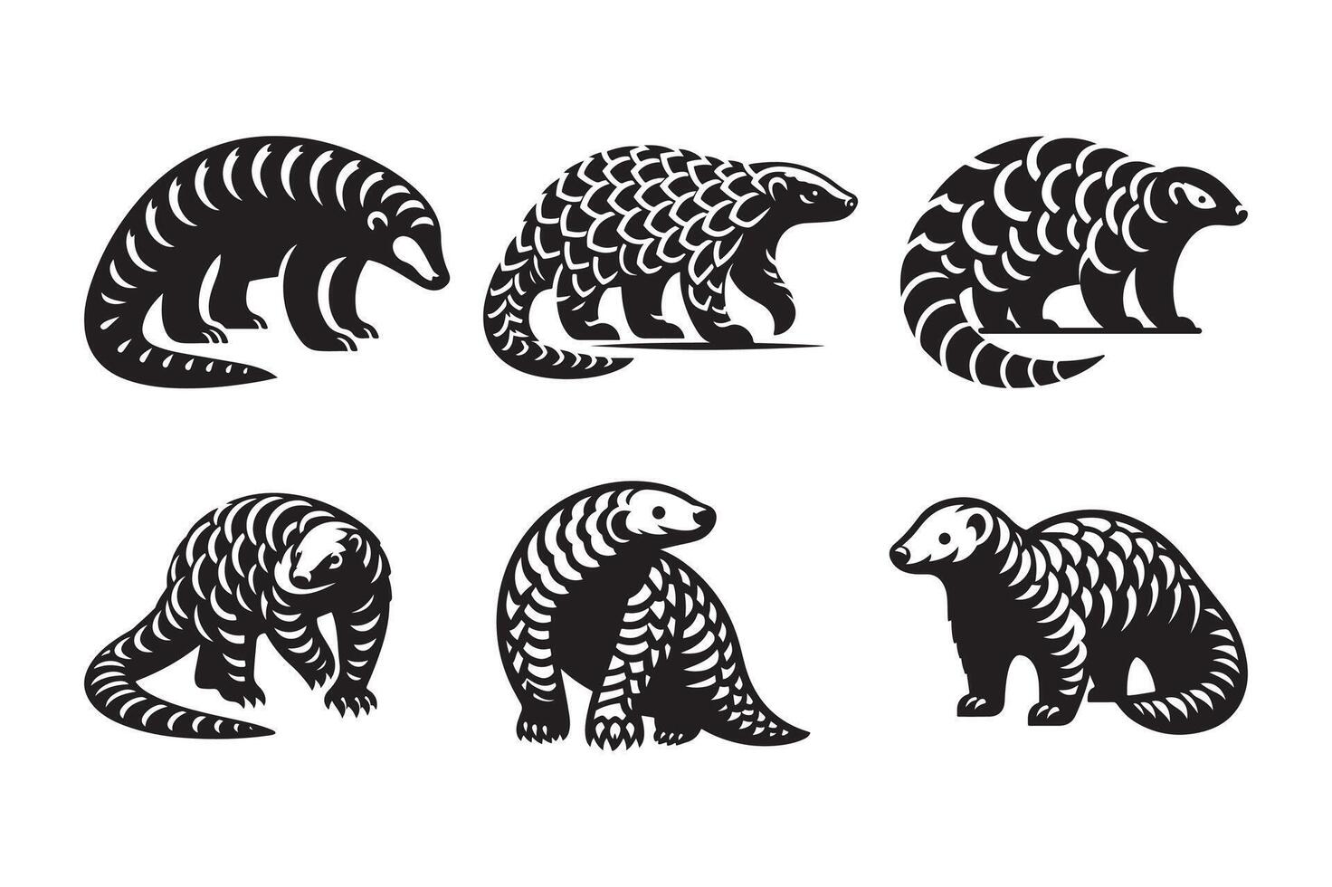 Professional Pangolins Silhouette for Design vector