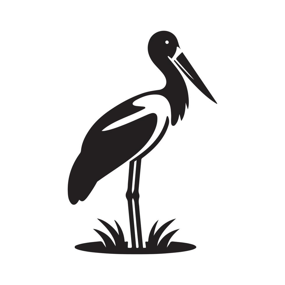 Saddle Billed Stork Silhouette for T-shirt Design vector