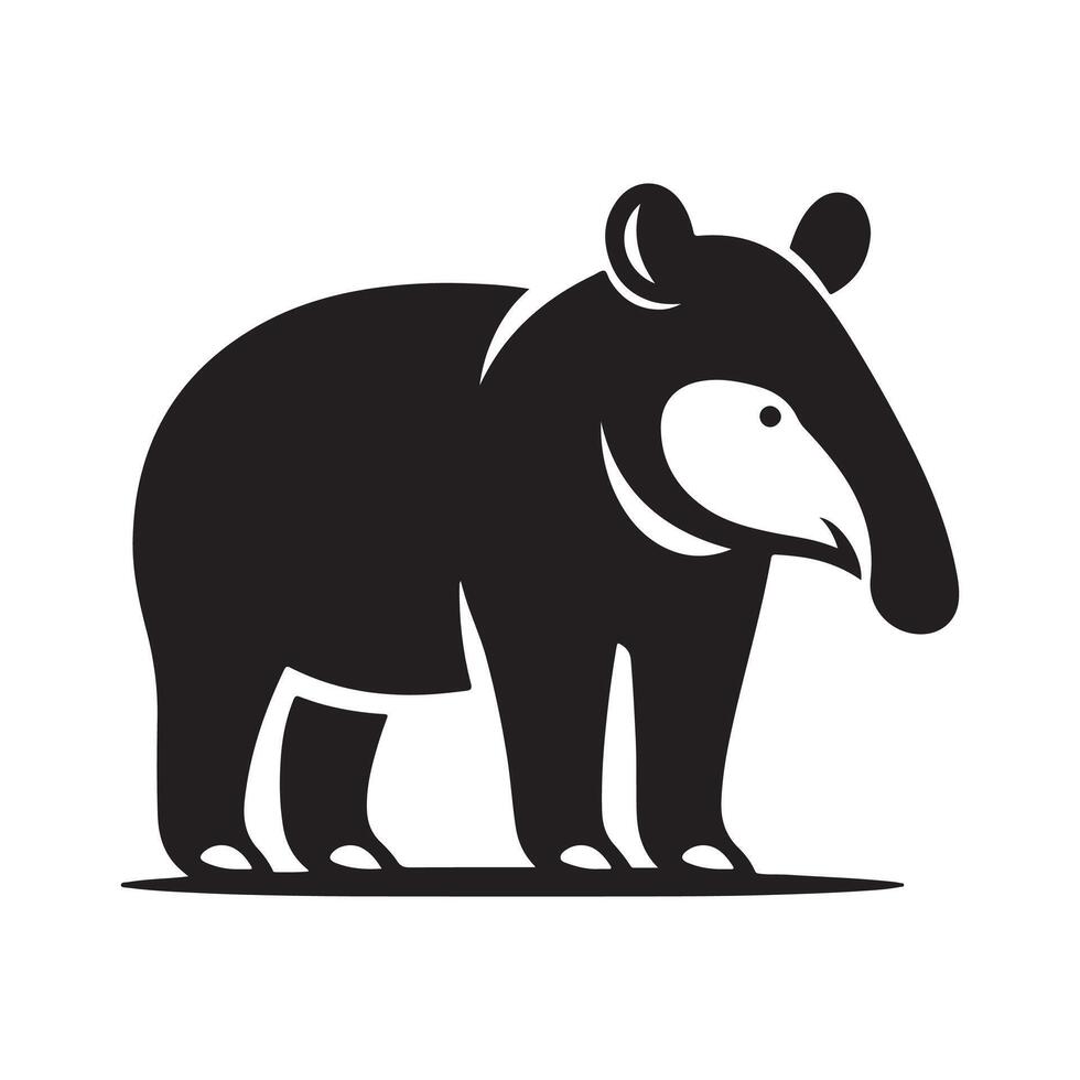 Tapir Silhouette for Animal Conservation vector