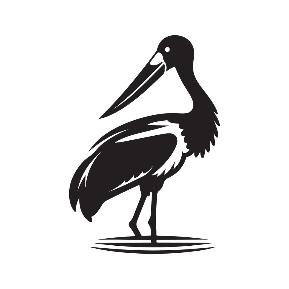 Custom Saddle Billed Stork Silhouette for Designers vector