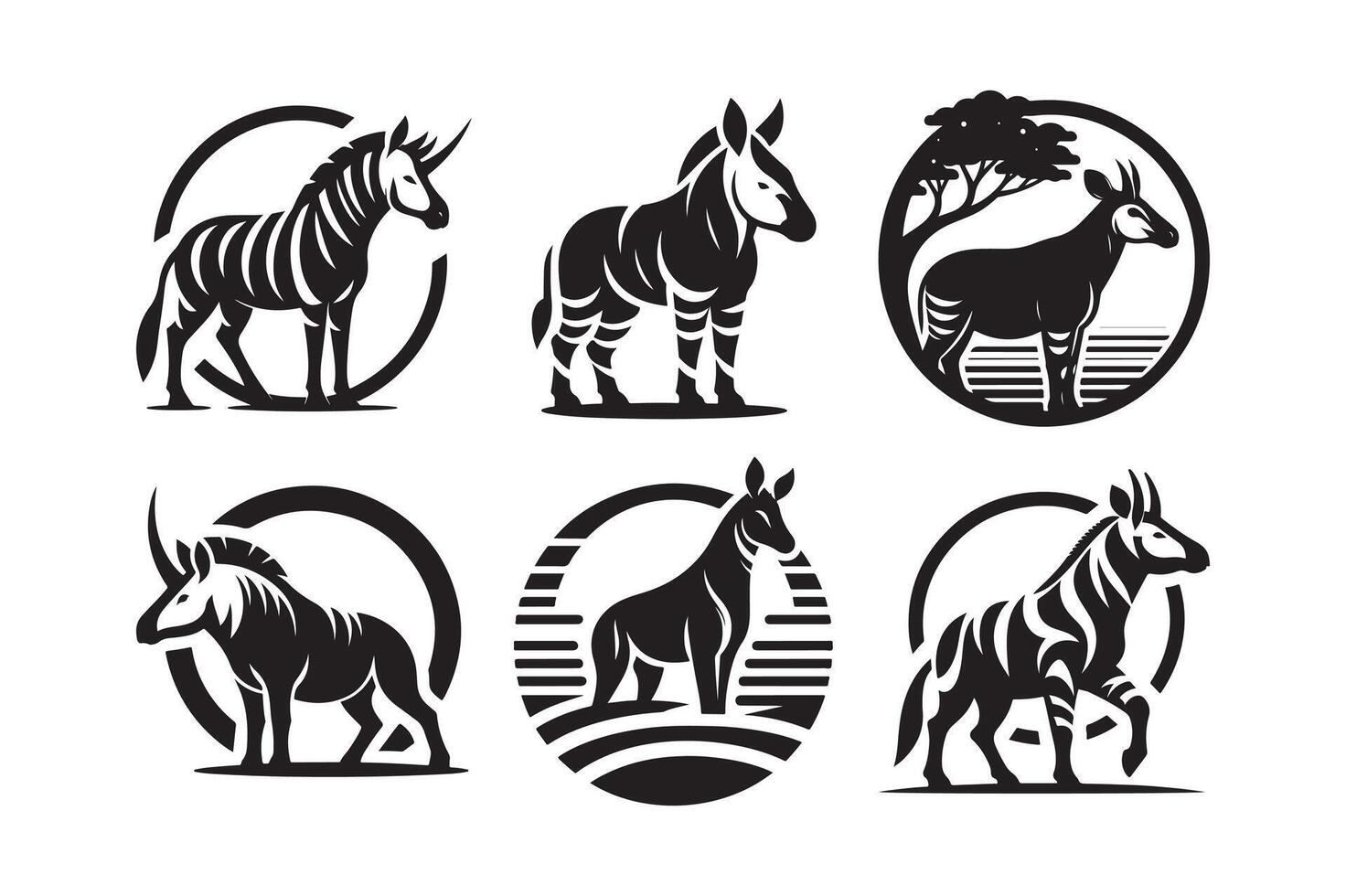 Clean Okapi Silhouette for Web Use vector
