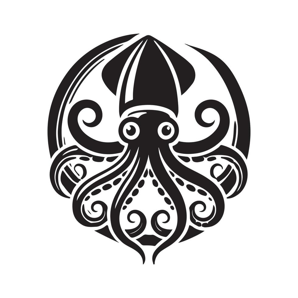 Squid Silhouette for Website Graphics vector
