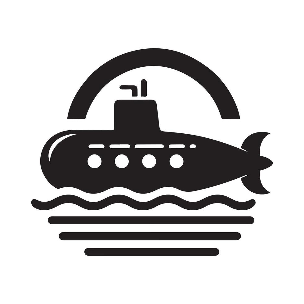 Navy Submarine Silhouette for Icons vector