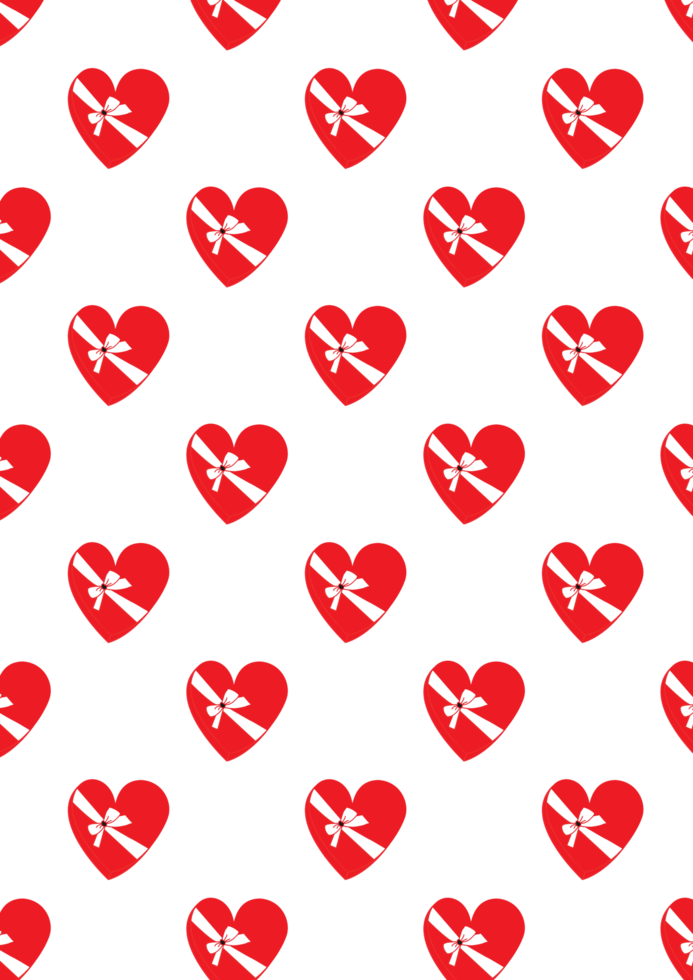 Red Heart Pattern with Ribbon on Transparent Background png