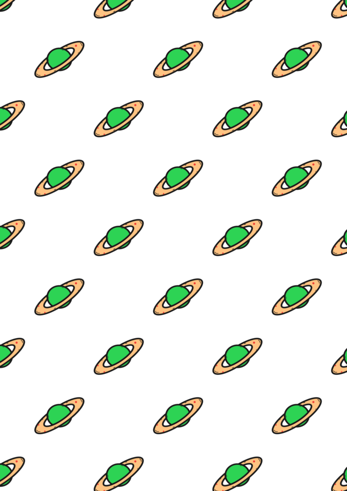 Green Planet Seamless Pattern on Transparent Background png