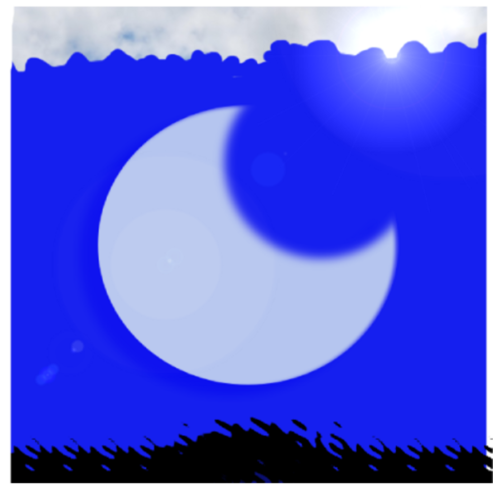 Crescent Moon on Blue and Black Background png