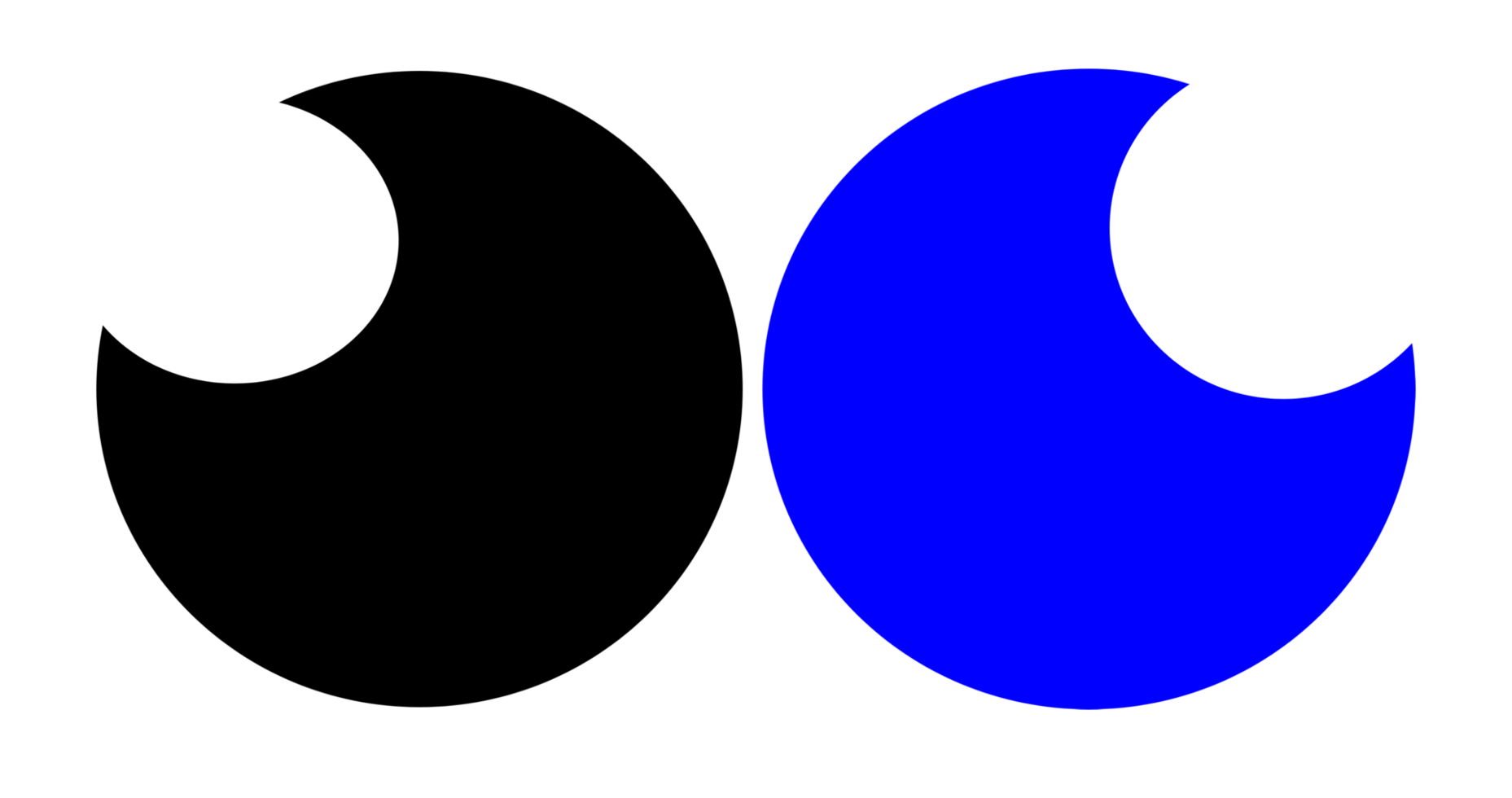 Black and Blue Crescent Moon Shapes on Transparent Background png