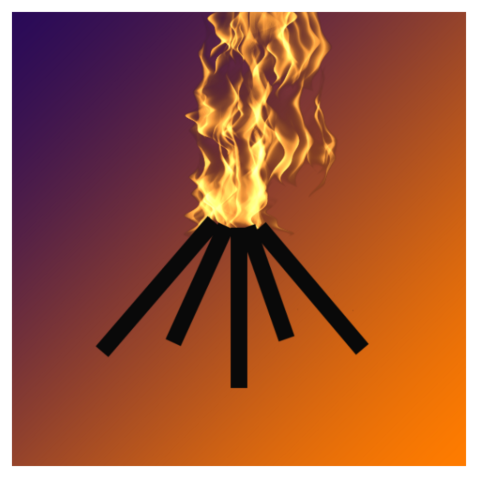 Bonfire with Sticks on Gradient Background png