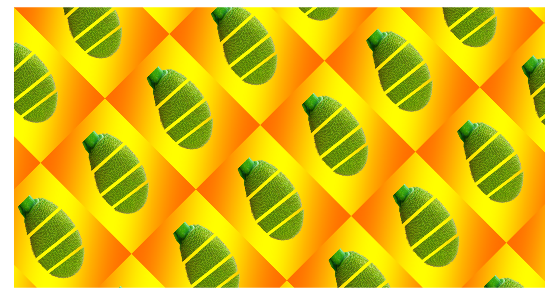 Green Jackfruit Pattern on Yellow Background png