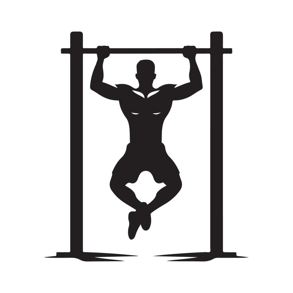 Pull Up Bar Silhouette for Exercise Logos vector
