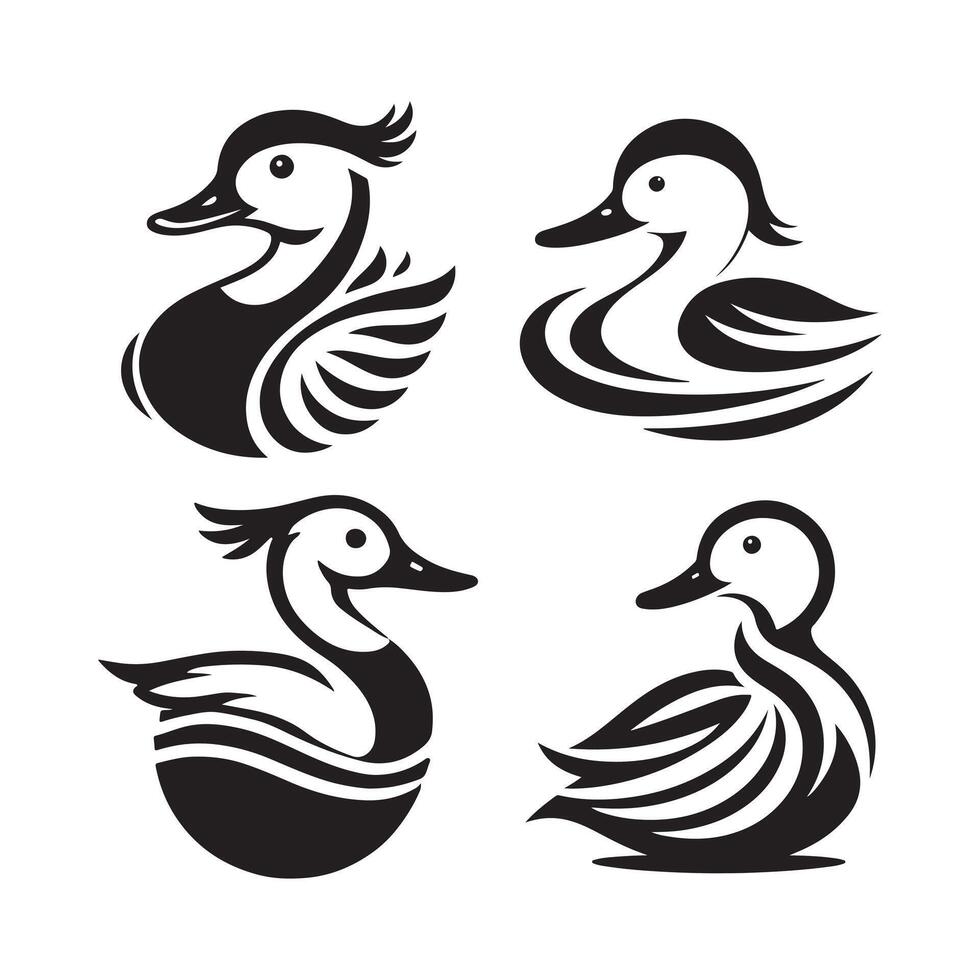 White Faced Whistling Duck Silhouette for Marketing vector