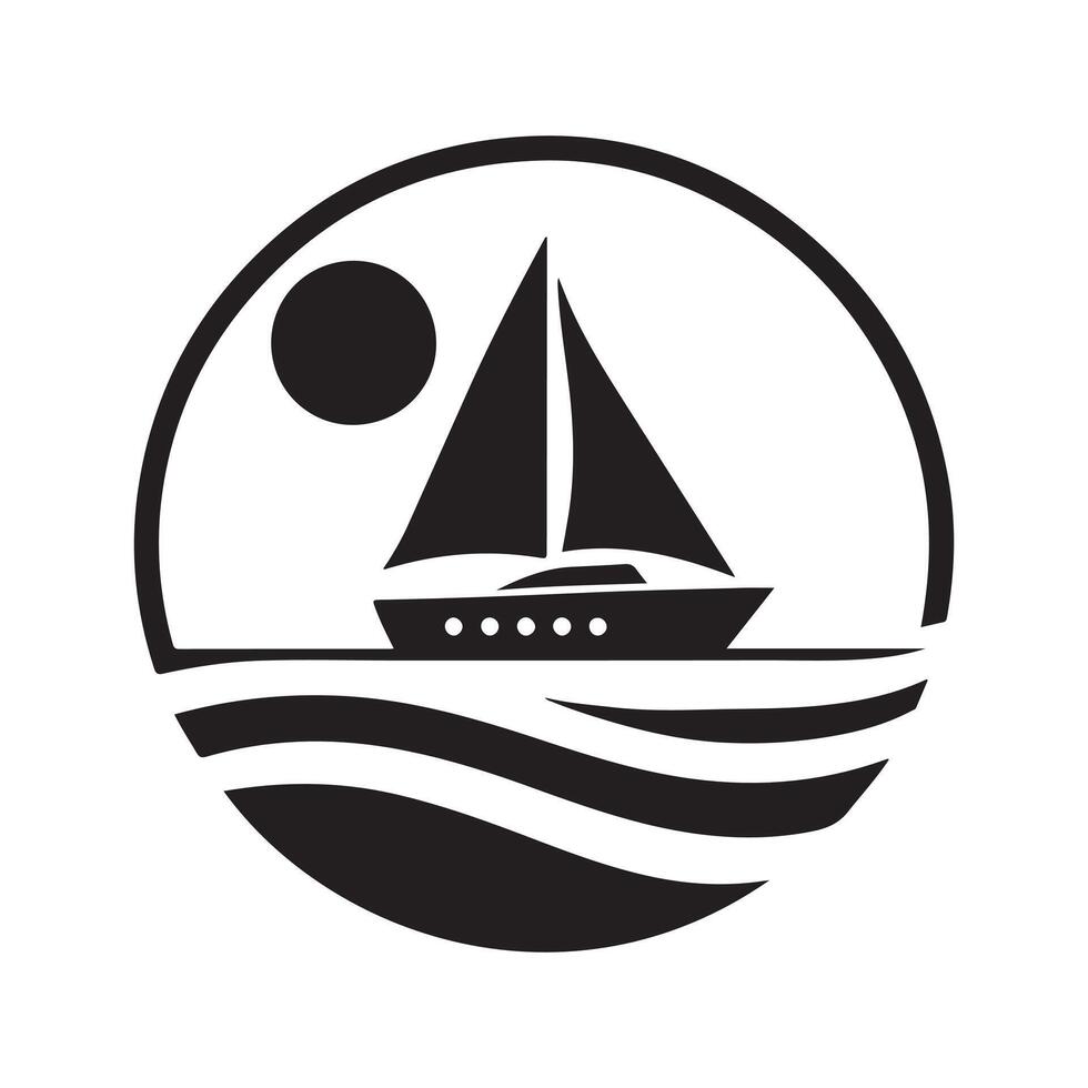 Art Yacht Silhouette for Travel Industry vector