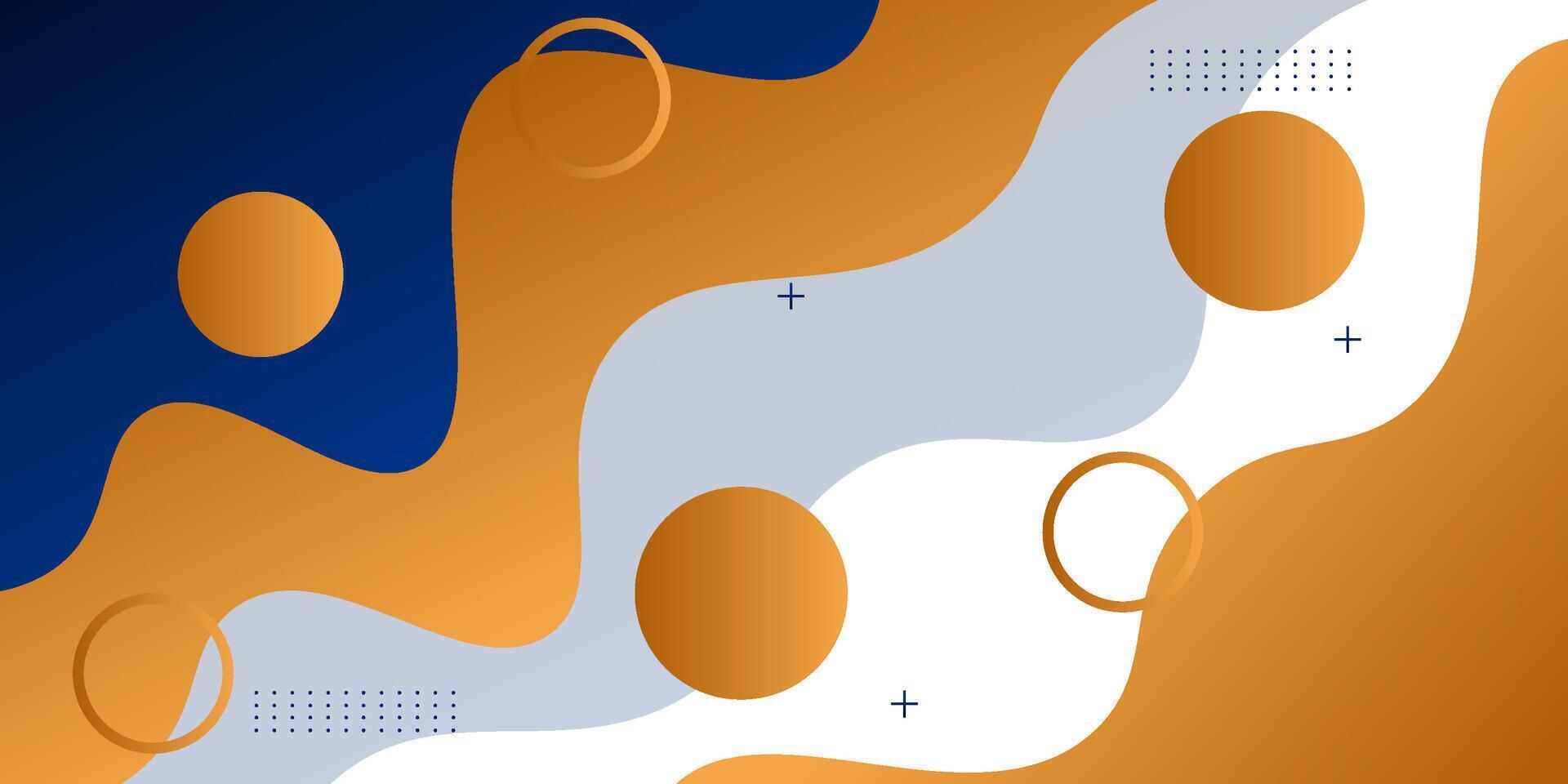 Blue and orange geometric business banner design. Creative banner design with wave and circle shape as template. Simple design on horizontal banner. Eps10 vector