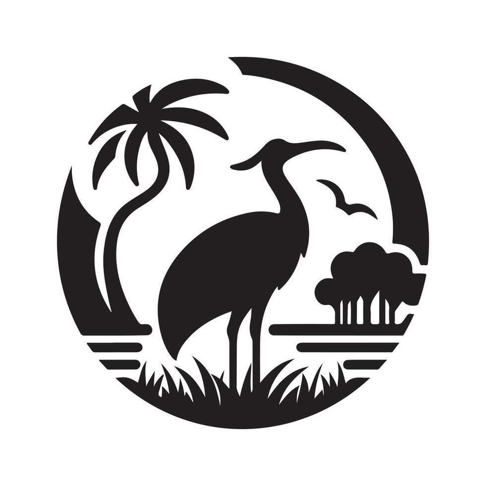 Modern Jabiru Bird Silhouette Illustration vector