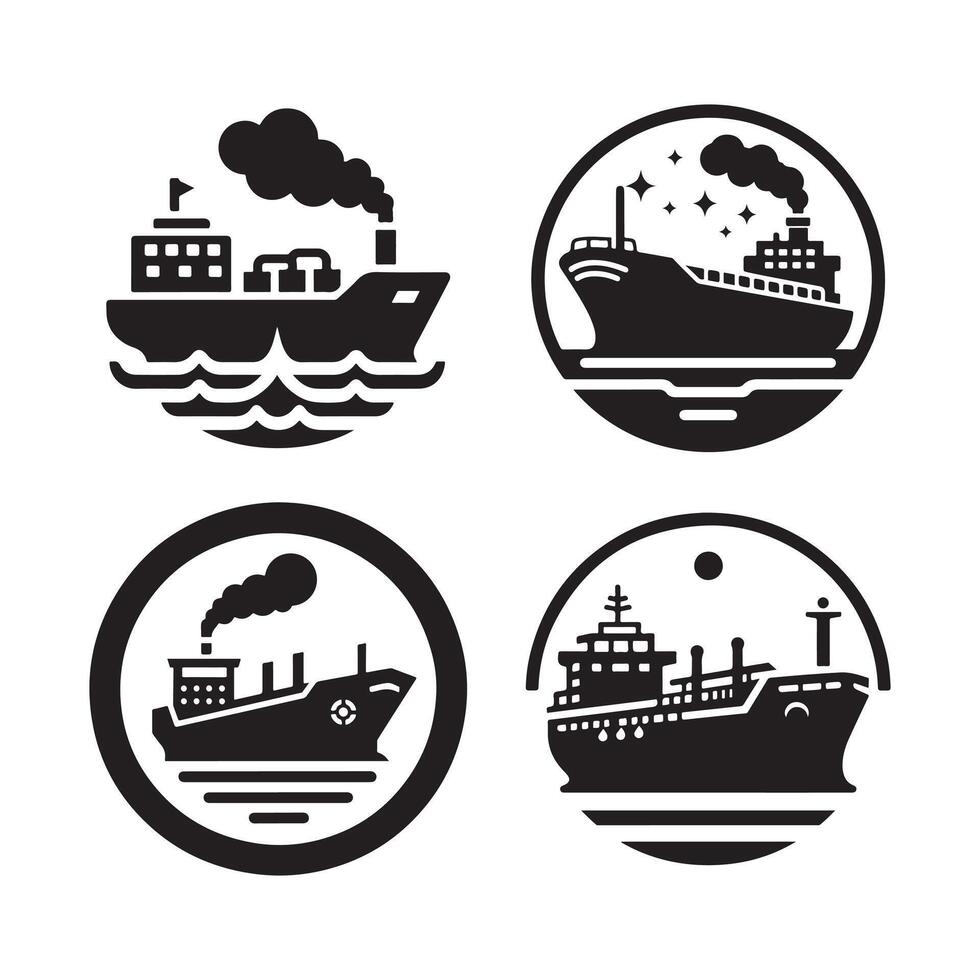 Oil Tanker Silhouette for Maritime Icons vector