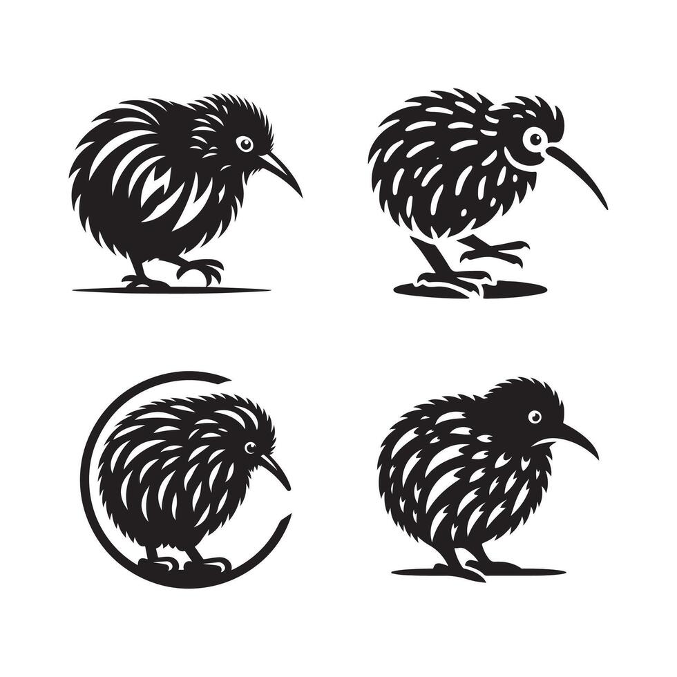 Fresh and Simple Kiwi Silhouette Design vector